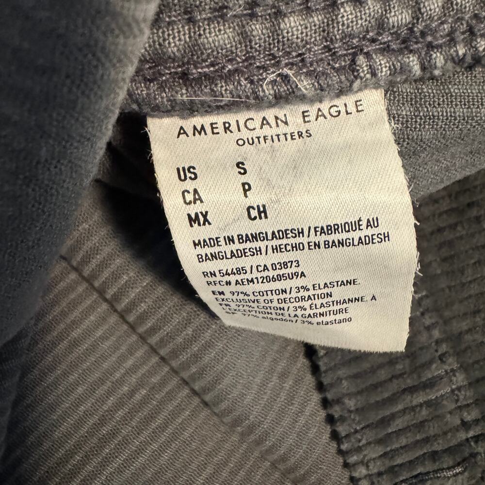 American Eagle Charcoal Grey Corduroy Overall Pinafore Dress Size Small Classic - Picture 5 of 9